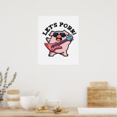 Laten we Pork Funny Rock Guitar Pig Pun Poster (Keuken)