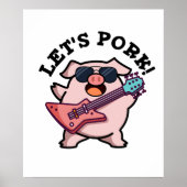 Laten we Pork Funny Rock Guitar Pig Pun Poster (Voorkant)