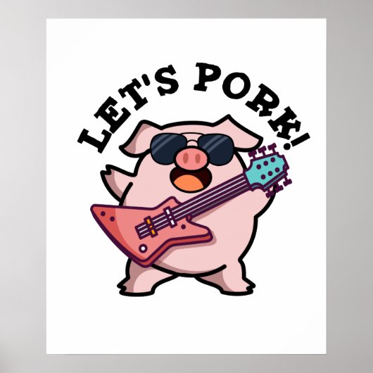 Laten we Pork Funny Rock Guitar Pig Pun Poster (Voorkant)