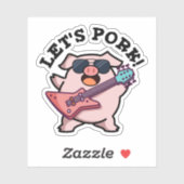 Laten we Pork Funny Rock Guitar Pig Pun Sticker (Vel)