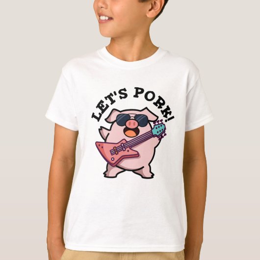 Laten we Pork Funny Rock Guitar Pig Pun T-shirt (Voorkant)