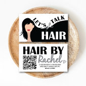 Laten we praten Hair Black Model Hair Salon QR Cod Visitekaartje