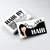 Laten we praten Hair Black Model Hair Salon QR Cod Visitekaartje