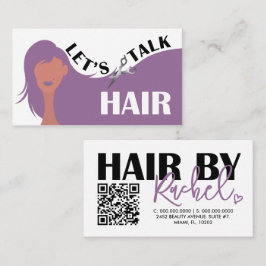 Laten we praten Hair Paarse Model Hair Salon QR Co Visitekaartje