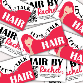 Laten we praten Hair Pink Model Hair Salon QR Code Visitekaartje