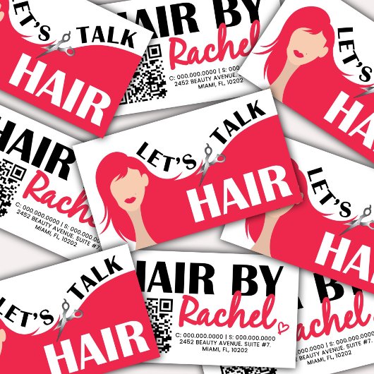 Laten we praten Hair Pink Model Hair Salon QR Code Visitekaartje