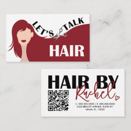 Laten we praten Hair Red Model Hair Salon QR Code Visitekaartje