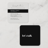 Laten we praten, hedendaags zwart vierkante visitekaartje (Voorkant / Achterkant)