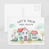 Laten we praten onroerend goed promotionele realit briefkaart (Voorkant / Achterkant)