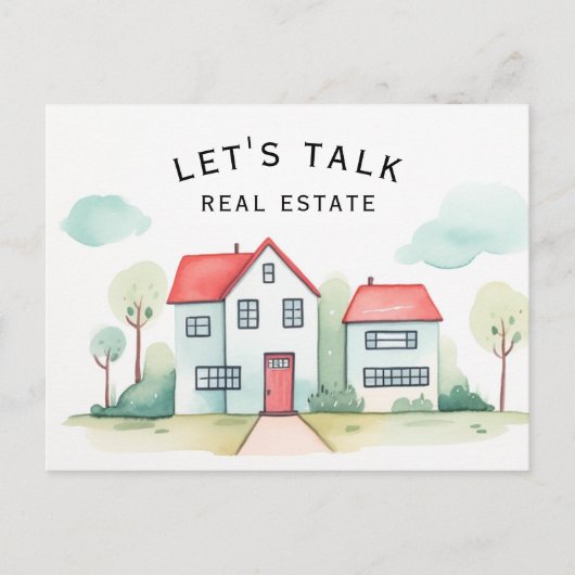 Laten we praten onroerend goed promotionele realit briefkaart (Voorkant)