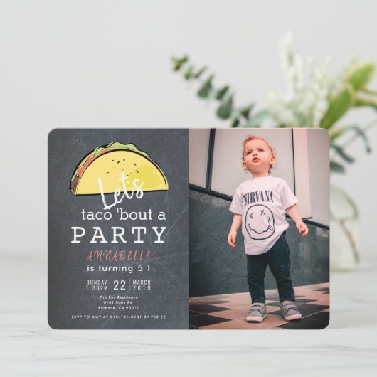 Laten we praten over een feestkrijtbord foto Verja Kaart (Staand voorkant)