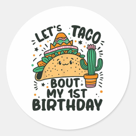 Laten we praten over mijn 1e verjaardag Mexicaanse Ronde Sticker (Voorkant)