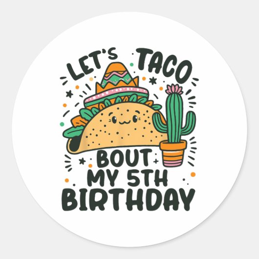 Laten we praten over mijn 5e verjaardag Mexicaanse Ronde Sticker (Voorkant)