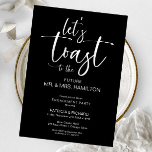 Laten we proosten Chic kalligrafie verlovingsfeest Kaart
