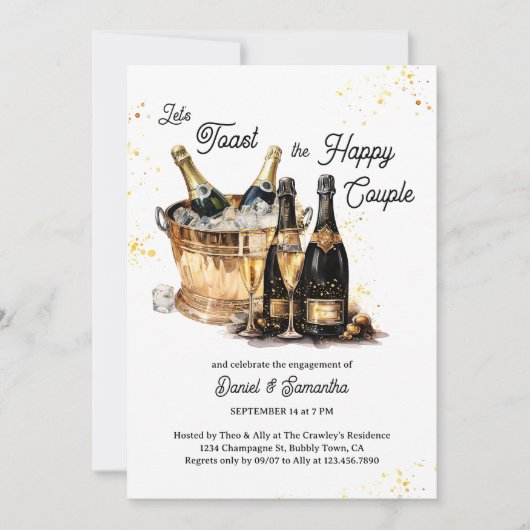 Laten we proosten op champagne op ijs verlovingsfe kaart (Voorkant)