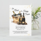 Laten we proosten op champagne op ijs verlovingsfe kaart (Staand voorkant)