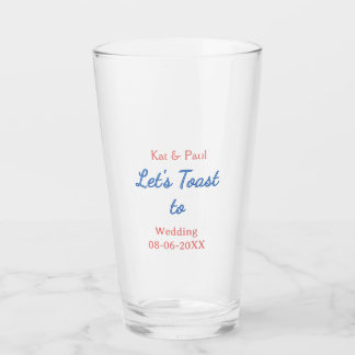 Laten we proosten op de bruiloft naam datum eenvou glas