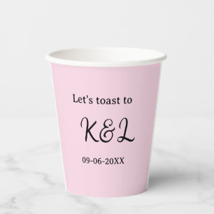 Laten we proosten op de verloving naam letter roze papieren bekers