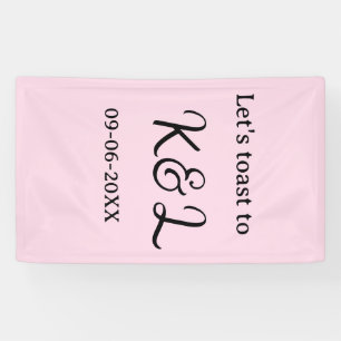 Laten we proosten op de verloving naam letter roze spandoek