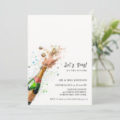 Laten we proosten op een roze champagnefles verlov kaart (Staand voorkant)