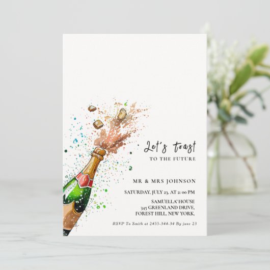 Laten we proosten op een roze champagnefles verlov kaart (Staand voorkant)