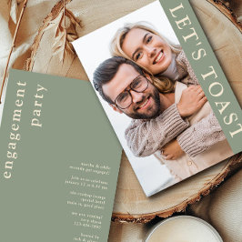 Laten we proosten op Green Cream Foto Uitnodigings Kaart