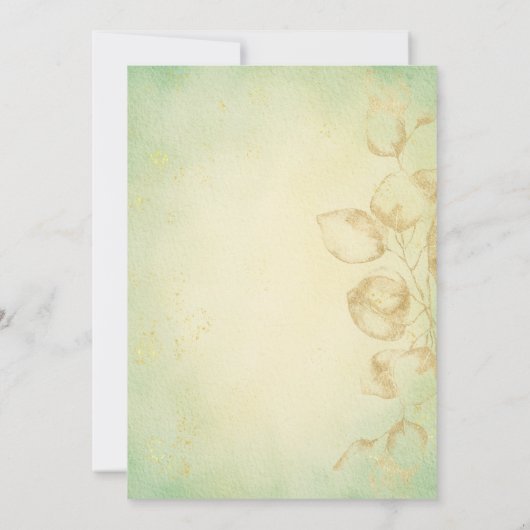 Laten we proosten op groen Bloemen Goud Engagement Kaart (Achterkant)