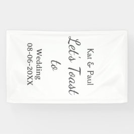 Laten we proosten op het huwelijk naam datum eenvo spandoek