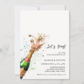 Laten we proosten op roze champagne fles verloving kaart (Voorkant)