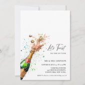 Laten we proosten op roze champagne fles verloving kaart (Voorkant)