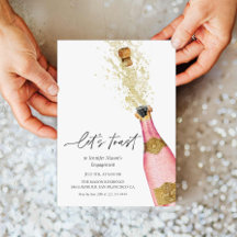 Laten we proosten op roze champagnefles Vrijgezell