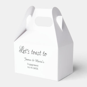 Laten we proosten op verlovingsfeest naam datum el bedankdoosjes