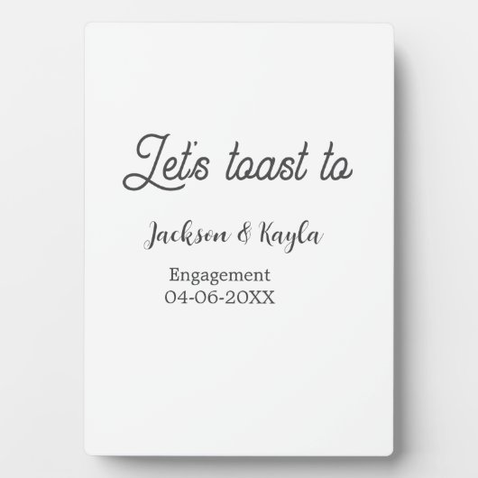 Laten we proosten op verlovingsfeest naam datum el fotoplaat (voorkant)