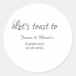 Laten we proosten op verlovingsfeest naam datum el ronde sticker
