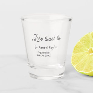 Laten we proosten op verlovingsfeest naam datum el shot glas