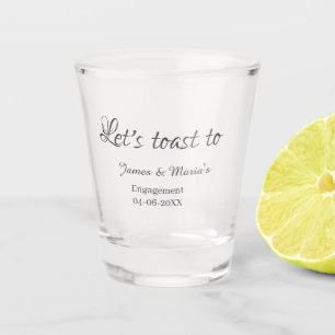 Laten we proosten op verlovingsfeest naam datum el shot glas