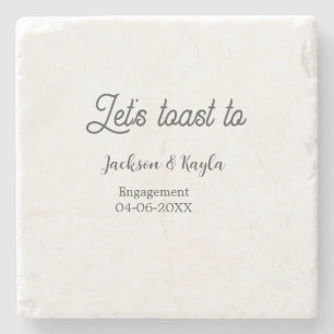Laten we proosten op verlovingsfeest naam datum el stenen onderzetter