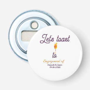 Laten we proosten op verlovingsfeest naam datum gl button flesopener