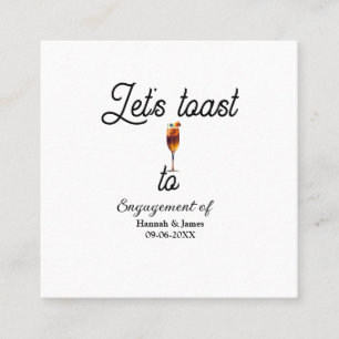 Laten we proosten op verlovingsfeest naam datum gl vierkante visitekaartje