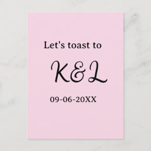 Laten we proosten op verlovingsnaam letter roze briefkaart