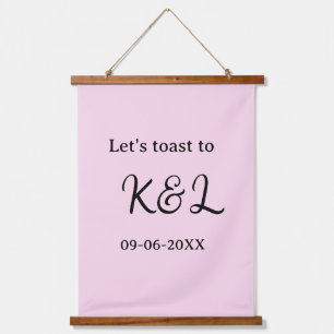 Laten we proosten op verlovingsnaam letter roze hangend wandkleed