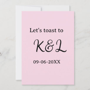 Laten we proosten op verlovingsnaam letter roze kaart