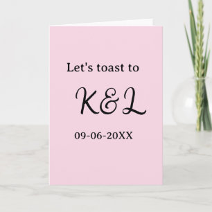 Laten we proosten op verlovingsnaam letter roze kaart
