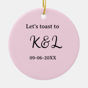 Laten we proosten op verlovingsnaam letter roze keramisch ornament
