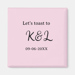 Laten we proosten op verlovingsnaam letter roze magneet