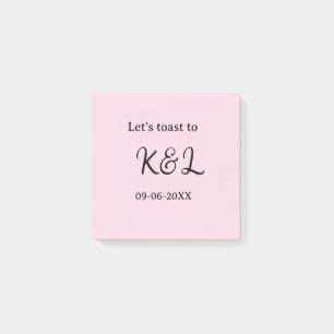 Laten we proosten op verlovingsnaam letter roze post-it® notes