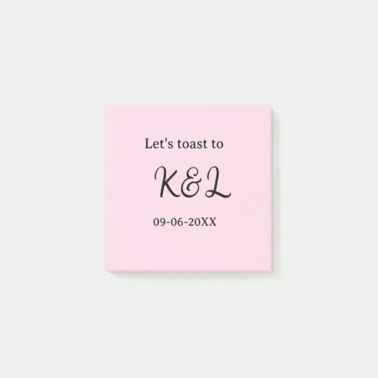 Laten we proosten op verlovingsnaam letter roze post-it® notes (Voorkant)