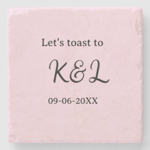 Laten we proosten op verlovingsnaam letter roze stenen onderzetter