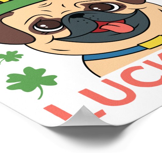 Laten we Pug Shamrock St. Patrick's Day opknappen Poster (Hoek)