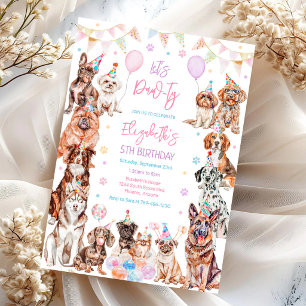 Laten we Puppy Feestje Hond Verjaardagsuitnodiging Kaart